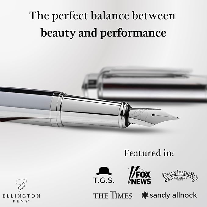 Luxury Fountain Pen Set- Fountain Pens for Writing - Smooth Medium Nib - Includes Refillable Ink Converter, 3 Ink Cartridges [Black & Blue], Gift Box - Elegant Calligraphy