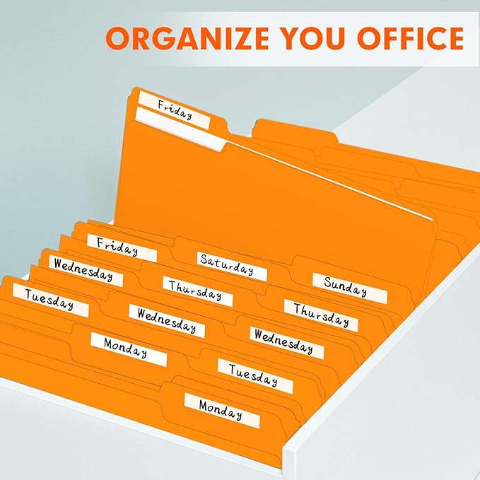 File Folder, PANDRI 120 Pack File Folder, 1/3 Cut Tab, Letter Size, Filing Folder for Office School Business, Orange