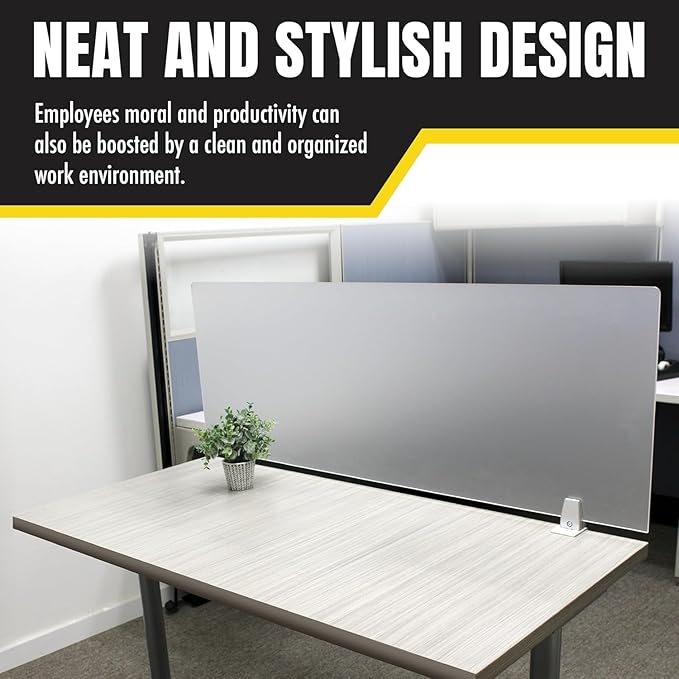 Obex Frosted Acrylic Desk Mounted Privacy Panel, 18", Aluminum