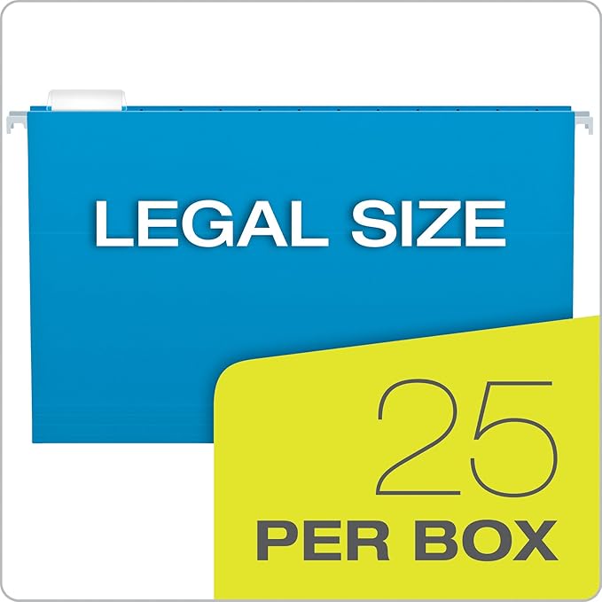 Pendaflex Recycled Hanging Folders, Legal Size, Blue, 1/5 Cut, 25/BX (81623)