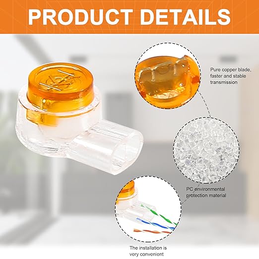 200pcs K1 Telephone Wire Splice Connector Waterproof UY Gel Filled Wire Button Connector Orange Clear Phone Splice Network Cable Terminals