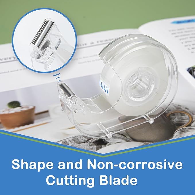 36 Pcs Transparent Tape with Dispenser, 0.7 in x 1000 in Clear Tapes and Refillable Dispensers, Office Tape Rolls with Dispenser Bulk for Craft Jobs, Gift Wrapping, Repairing, Home and School