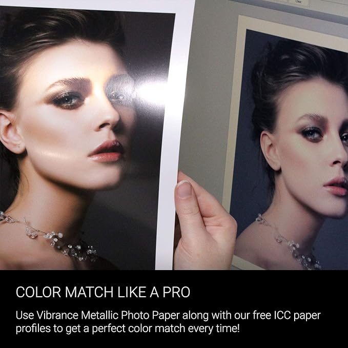 Vibrance Metallic Photo Printer Paper 10 mil 255 gsm Premium Photo Paper Roll 3in Core 24 inches x 100 feet Works with Most Inkjet Printers Including Professional Makes and Models Like Epson Canon HP