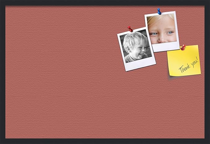 PinPix 36x24 Inch Cork Bulletin Board. This Decorative Framed Pin Board Comes with Crimson Pastel Design and a Satin Black Frame. Ideal for Home Office Decor or Message Board (PinPix-1807)