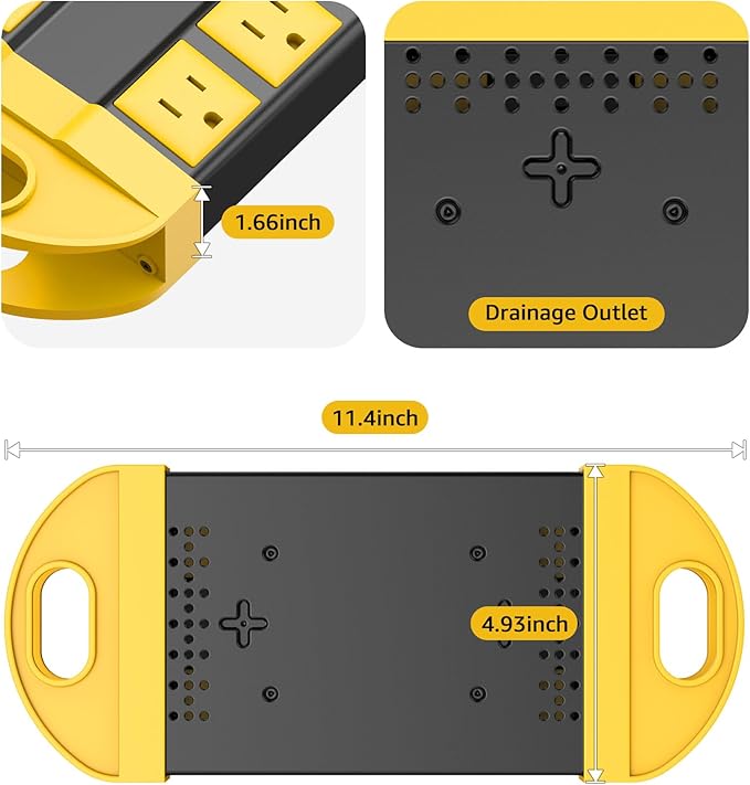 CCCEI 2 Outdoor Power Strips Weatherproof with 8 Plug, Waterproof Extension Cord with Multiple Outlets, Christmas Exterior Garden Yard Surge Protector 10FT, Yellow.