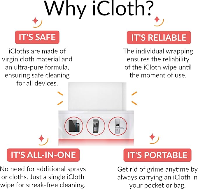 iCloth 70% Isopropyl Alcohol Large Screen and Electronics Wipes, Lint-Free, Streak-Free, Fast-Drying, Removes Dust and Fingerprints (700 Wipes)