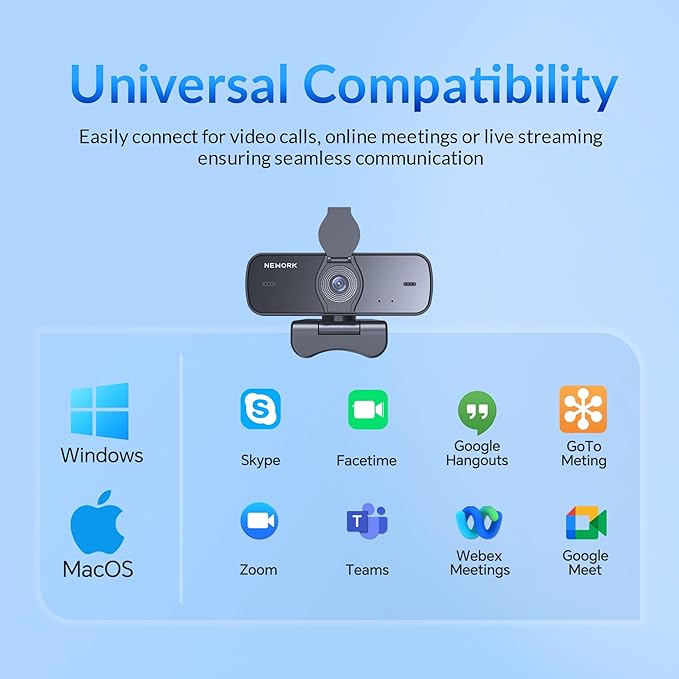 4K Webcam for PC with Sony Sensor, Auto Focus & Privacy Cover, Ultra HD 4K Streaming Camera, 2 Noise-Cancelling Mics, USB Plug & Play, 77° FOV, Web Camera for Zoom, Skype, Teams, Video Calling