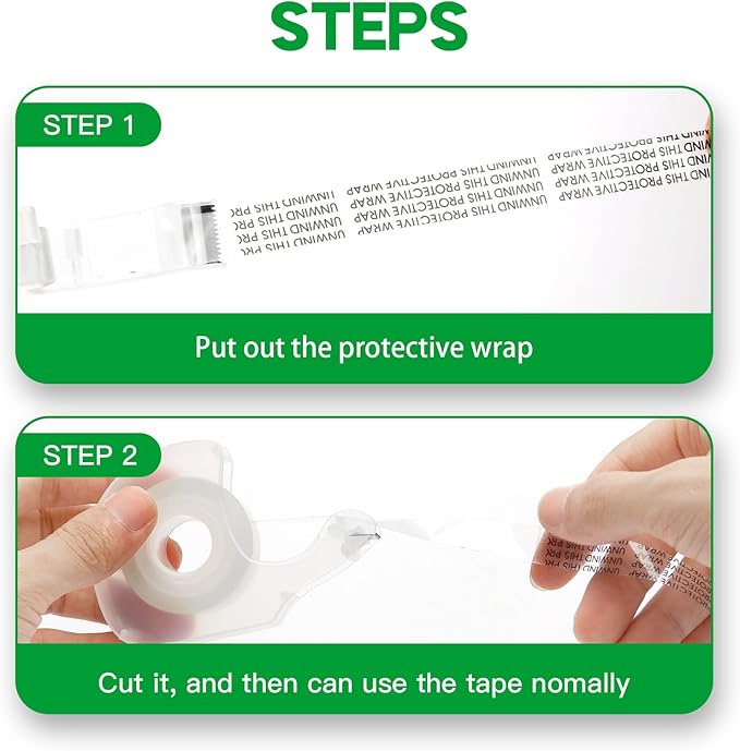 LOCKLOCK Double Sided Tape Light Duty, 4 Pack, 1/2 x 350 inches, Narrow Double Stick Tape with Dispenser for Crafts, Arts Projects, Gift Wrapping, Office and School Supplies, Clear.
