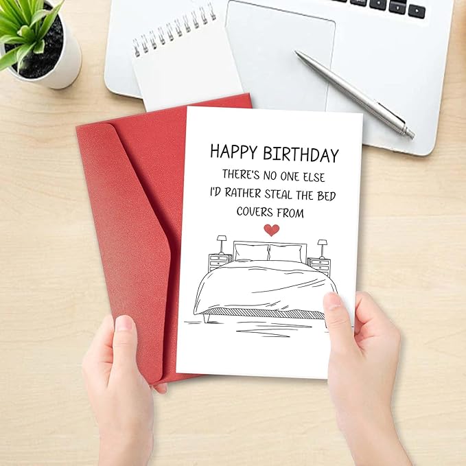 Romantic Birthday Card for Husband Wife Boyfriend Girlfriend, Humorous Birthday Gifts for Man Woman, Steal The Bed Covers Birthday Card
