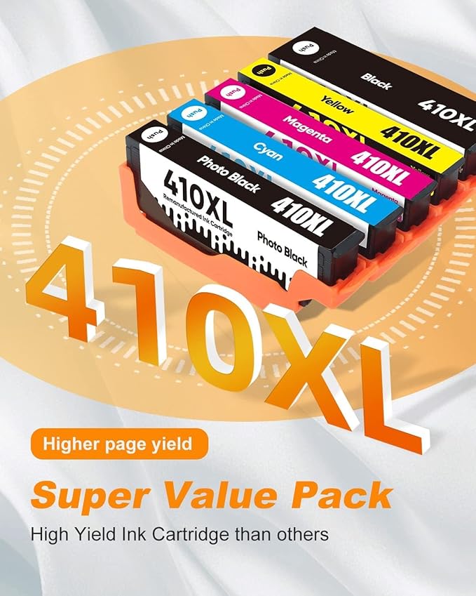 5 Pack 410XL Ink Cartridges for Epson 410 Ink Cartridges Combo Pack Remanufactured for Epson 410XL Works with Epson Expression XP-830 XP-7100 XP-640 XP-530 (Black, Cyan, Magenta, Yellow, Photo Black)