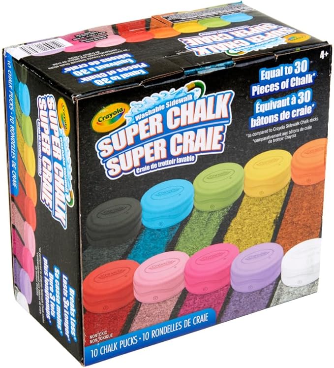 Crayola Washable Sidewalk Chalk for Kids, Long Lasting Super Chalk Set, Outdoor Chalk, 10 Assorted Colors