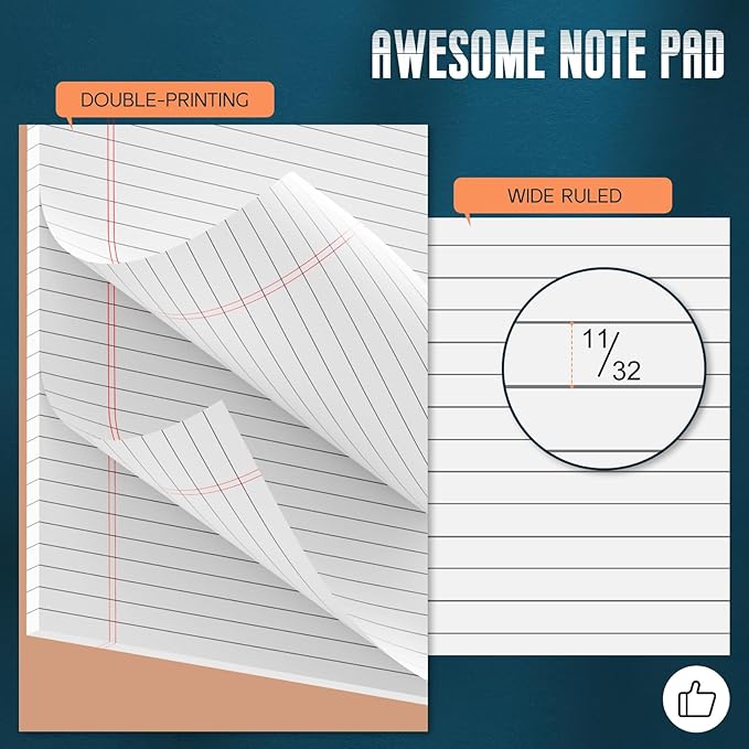 Note Pads 8.5"x 14", 10 Pack Legal Pads 8.5 x 14 White, Notepads 8.5 x 14 Wide Ruled Legal Pad, Micro Perforated Lined Writing Pads, 30 Sheets Per Note Pad, Legal Notepads for Work/School/Office