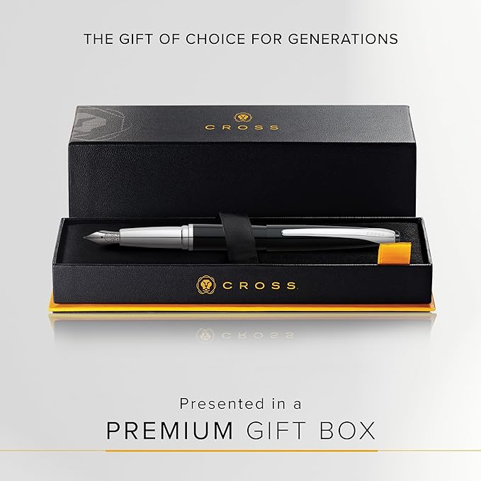 Cross ATX Refillable Fountain Presented in a Luxury Gift Box - Medium Point, Black Ink, Basalt Black