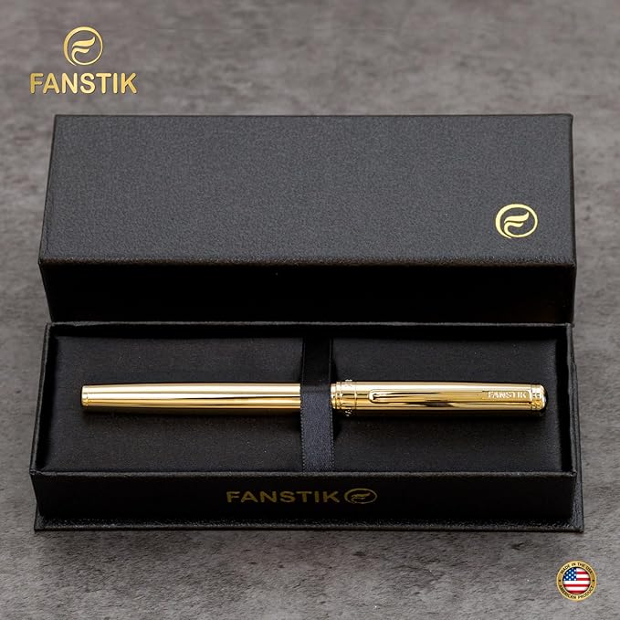 Gold Luxury Rollerball pen (Made In USA) fancy gift set for women, Real 24K Gold Plating, Professional executive pen gift set for men (Lux Rollerball Gld)