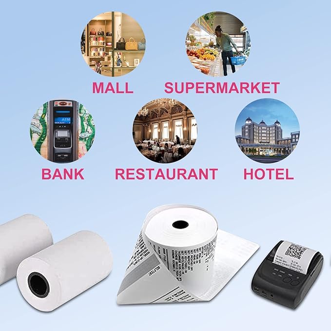 LabelMore 2-1/4" X 85' Thermal Receipt Paper, Credit Card Paper Rolls Thermal, Cash Register Roll, Premium Pos Thermal Printer Paper (200 Rolls)