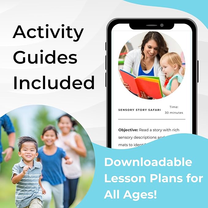 9 Labeled Sensory Mats w/Lesson Plans, Sensory Toys for Kids with Autism, Sensory Wall & Autism Toys for Toddlers 3-4, Calming Corner Items Kids 5-7, 8-12, Special Education Classroom Must Haves