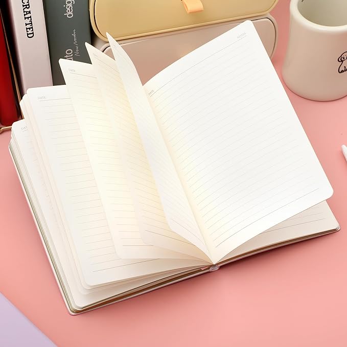 CAGIE Lined Journal Notebook for Women and Girls 256 Pages Cute Diary with Heart-Shaped Leather Journals for Writing A5 Soft Cover Notebooks for Work School (04 Dark pink, A5)