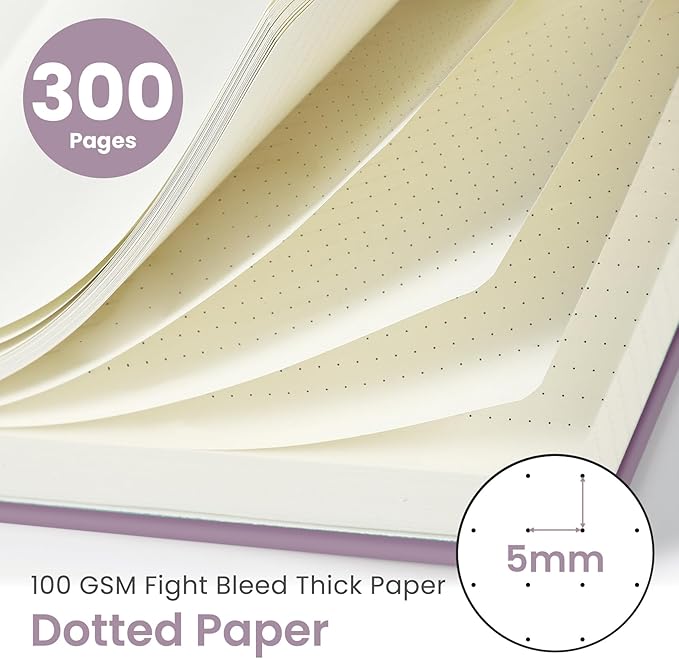 Spiral Graph Paper Notebook Journal for Work, 300 Pages, Thick B5 (7.1"x10") Grid Journals for Women & Writing, Hardcover Notebook for Note Taking, Perfect for Work School Note Taking Business, Purple