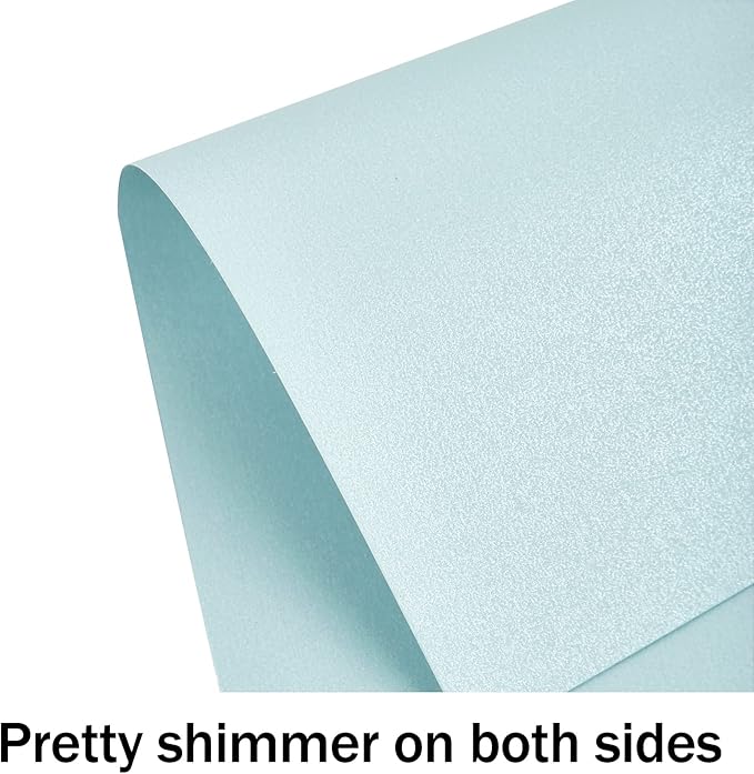 24 Sheets Blue Shimmer Cardstock 8.5 x 11 Metallic Paper, Goefun 80lb Card Stock Printer Paper for Invitations, Weddings, Parties, Showers
