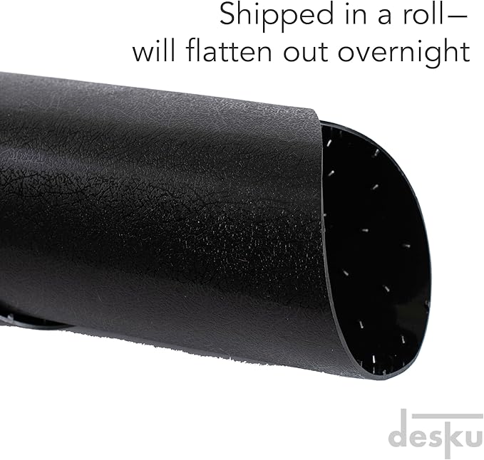 DESKU Flower Power Desk Chair Mat – Heavy-Duty PVC Mats for Carpet Floor Protection, Black, 48 x 49 Inches, Made in The USA