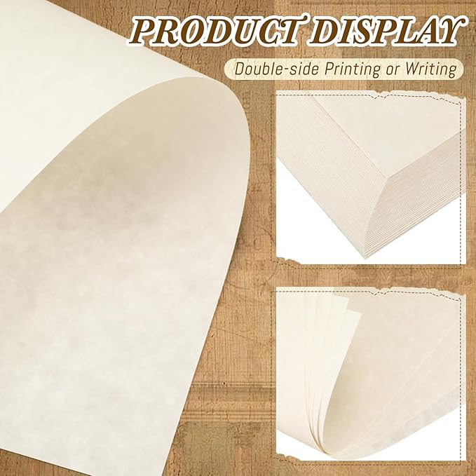 Epakh 200 Sheets Old Age Parchment Paper 8.5 x 11 Inch Standard Letter Vintage Colored Old Parchment Semblance Double Side Printing Paper(Light Gray)