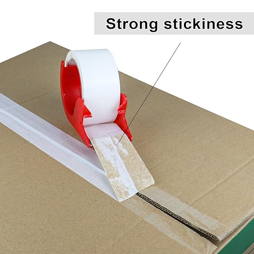 BOMEI PACK White Packing Tape with Dispenser, 2.4 Mil 1.88 Inch x 60 Yards, 6 Refills Rolls White Tape for Box Moving, Shipping and Packaging