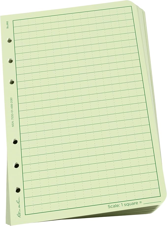 Rite In The Rain Weatherproof Loose Leaf Paper, 4.625" x 7", 32# Green, Universal Pattern, 100 Sheet Pack (No. 982)