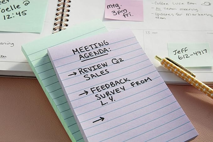 Post-it Greener Notes, 4x6 in, 5 Pads, America's #1 Favorite Sticky Notes, Sweet Sprinkles Collection, Pastel Colors, Clean Removal, 100% Recycled Material (660-RP-A)