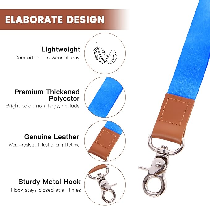 XCHIN Lanyards for Keys, Blue Keychain Long Lanyard for Women Men, Cute Neck Lanyard for ID Badges Wallet