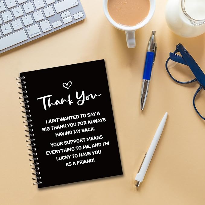 YAZMEEN Thank You Blank Spiral Notebook（160 Pages） Thank You Gift Hardcover Sketchbook Appreciation Gift for Employee Coworker Leader Funny Notebook Birthday Gift for Women Men Colleague Boss Friend
