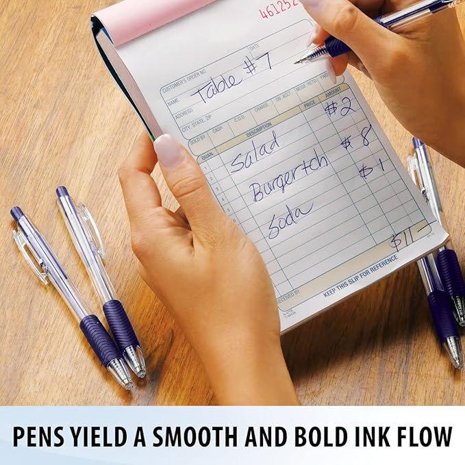 Inc. ClipClicks Retractable Ballpoint Pens - Bulk 1.0-mm Medium-Point Pen Set With Comfort Grip for School, Office, Writing, and Journaling, 50 Count, Blue