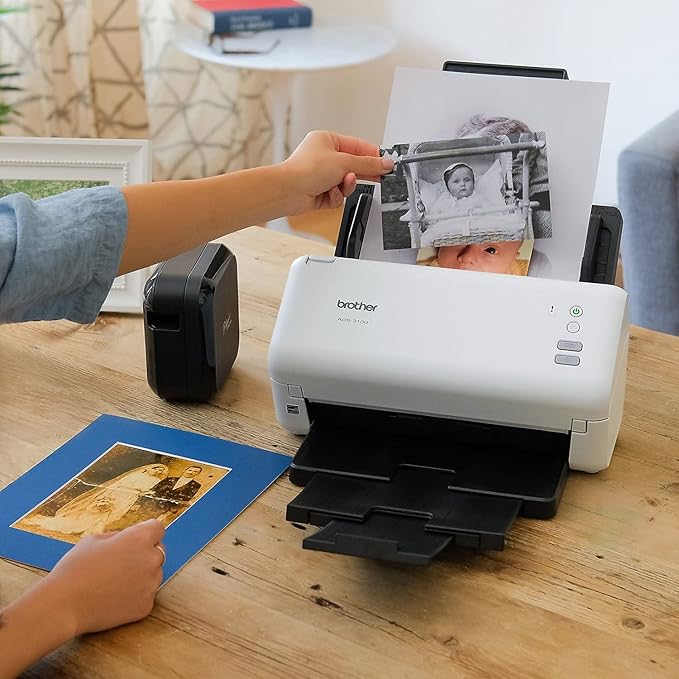 Brother ADS-3100 High-Speed Desktop Scanner | Compact with Scan Speeds of Up to 40ppm, White