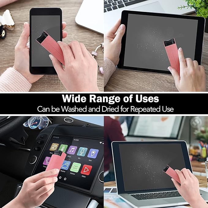 2 Pcs Fingerprint Proof Screen Cleaner, 3 in 1Touchscreen Mist Cleaner Spray Wipe Cleaner Screen Cleaner Soft Fiber Flannel, Safe for All Phones Glasses Tablet Laptop TV Watch Screens (Pink)
