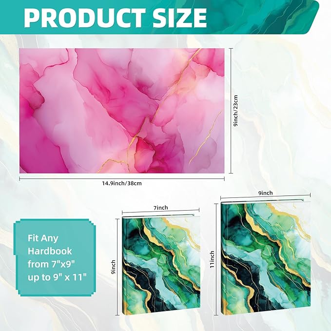 Book Covers – 9 Pack Jumbo Stretchable Book Covers, Reusable & Washable Fabric Book Sleeves for Hardcover & Paperback Textbooks up to 9 x 11 in, Marble Pattern, Back to School Supplies