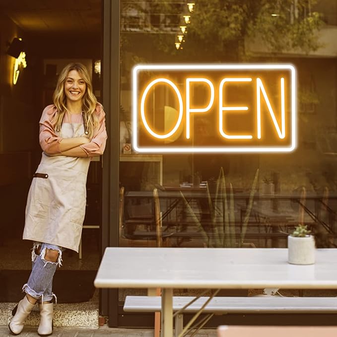 Open Signs for Business Ultra Bright LED Neon Open Signs 16 Inch Plug In Electric Light Up Open Sign with ON/OFF Switch for Business Storefront Window Glass Door Shop Florists Bar Salon Cafes Pubs