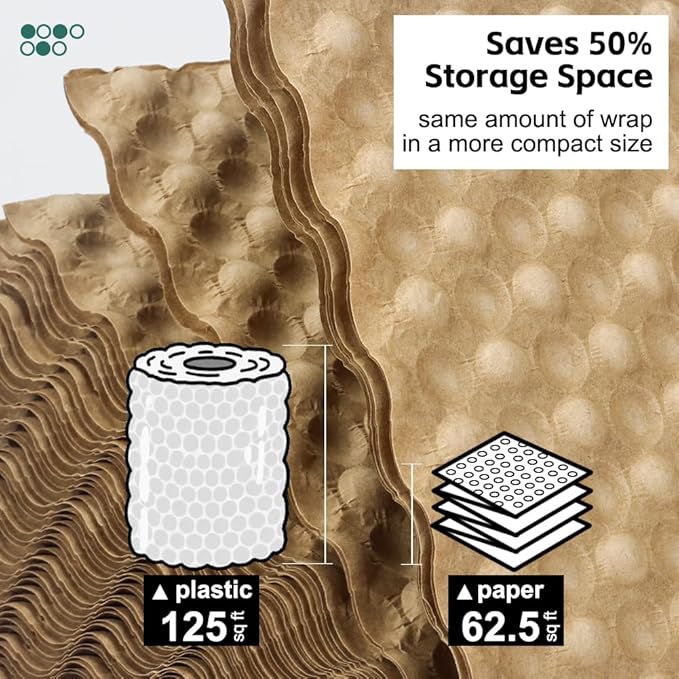 Reusable Bubble Paper - 15" x 50 FT Durable Bubble Wrap for Moving, Eco-Friendly & Washable Shipping Supplies, Biodegradable Packing Paper