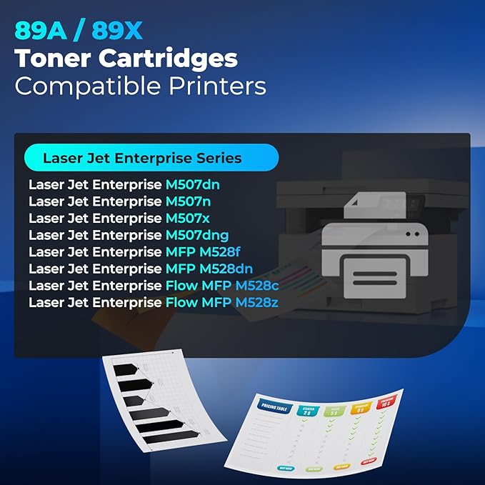 89A Black Toner Cartridges Compatible for HP 89A CF289A 89X CF289X Toner Work for Laser Jet Enterprise M507dn, M507n, M507x, M507dng, MFP M528f, M528dn, M528c, M528z, M507 M528 Series, 2 Pack