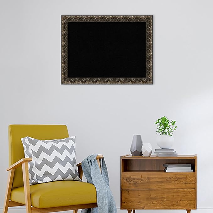 Amanti Art Black Cork Board for Wall, 25x33 Vision Board with Black Wood Frame, Medium Corkboard Office Decor for Home Organization, Traditional Corkboard Pinboard to Display Items for Home