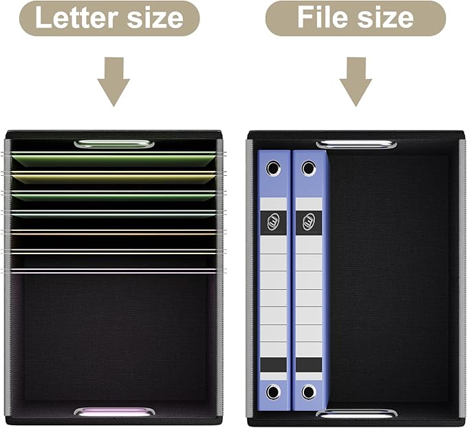 Huolewa File Organizer Boxes with Lids, Collapsible Faux Leather Hanging File Folder Box Organizer with Plastic Slide, Decorative Home/Office Filing System Boxes for File and Folders Storage