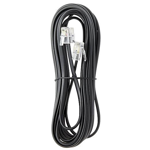Newhouse Hardware 15 ft Telephone Extension Cord, with RJ11 (6P4C) Connectors, Works with Telephones, Fax Machines, Modems, 5-Pack, Black