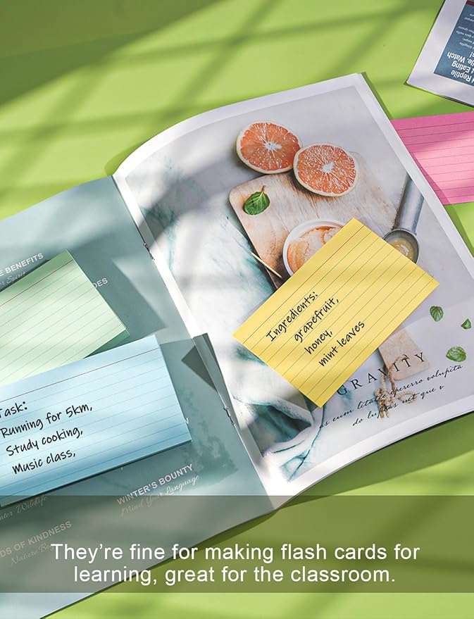 Colored Index Cards 4x6 Inch - 160 Pack, Ruled Index Flash Cards for Studying, Lined Index Note Cards 4 x 6 with Colorful, Heavy Colored Flashcards 4x6 Notecards for Office, Home and School Supplies