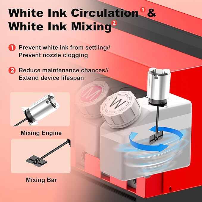 MZK A3 Plus DTF Printer XP600 Doubled-Speed,13+" DTF Film,Built-in Holiday Automatic Timed Cleaning Printhead,LED Multi-Function Fouch Screen,Film Cutter,White Ink Circulation,Gift Ink 2 Year