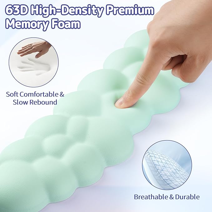 Cloud Wrist Rest Keyboard, Cloud Palm Rest Set with PU Leather Memory Foam, Cute Keyboard Rest for Wrist Support and Arm Rest, Desk Cloud Wrist Pad for PC/Gaming/Laptop/Computer-Light Green