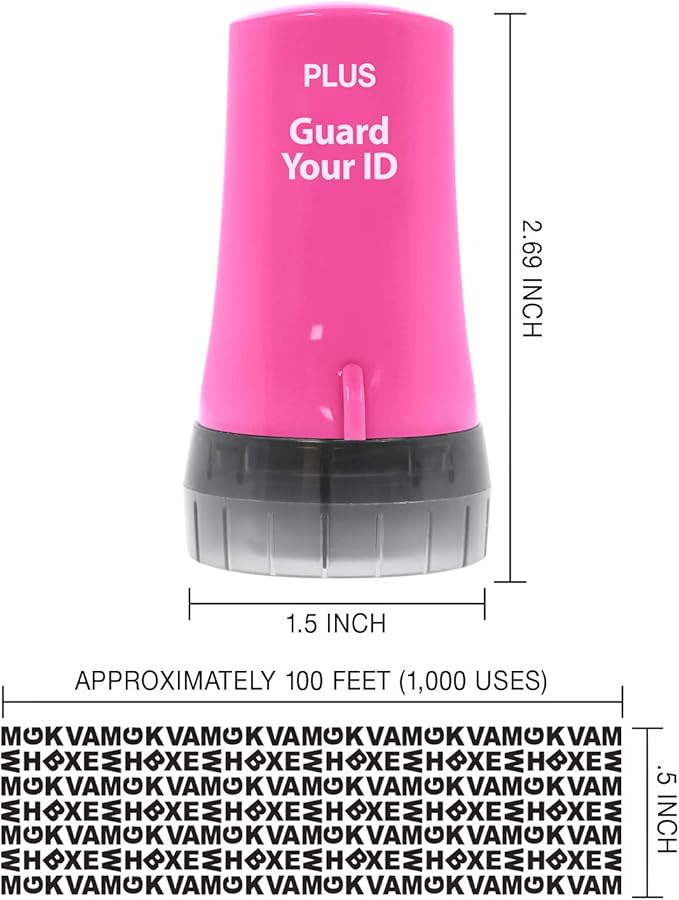 Guard Your ID Advanced 2.0 Rollers Identity Privacy Marker for Blocking Out Address, Private, Prescription Information (Regular 3-Pack, Pink)