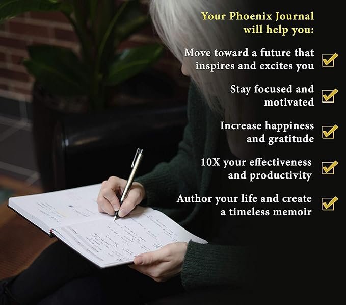 The Phoenix Journal - Best Daily Goal Planner, Organizer, & Calendar for Goal Setting, Gratitude, Happiness, & Productivity - Vision Board & Habit Tracking - 12 Weeks, Undated, Hardcover (Purple)