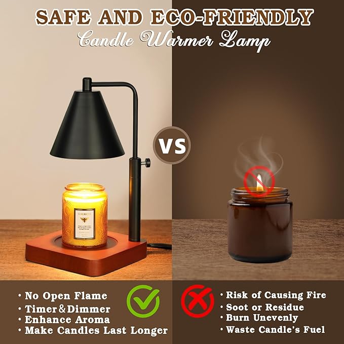 Modern Candle Warmer Lamp with Timer, Black Candle Lamp Warmer for Jar Candles, Birthday Gifts for Women Mom Her, Adjustable Metal Candle Lamp Dimmable, Mom Women Gifts Ideas, Home Decor for Bedroom