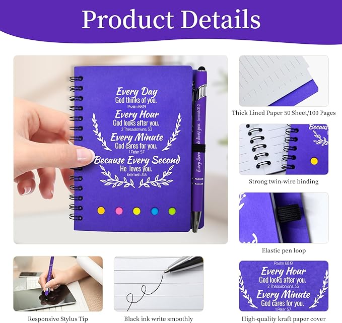 60 Pcs Bulk Christian Gifts Prayer Journal for Woman - 30 Set Religious Notepad with Christian Pen - Bible Notebook - Church Gifts for Mother's Day, Bible Study, and Family Devotions ( Elegant )