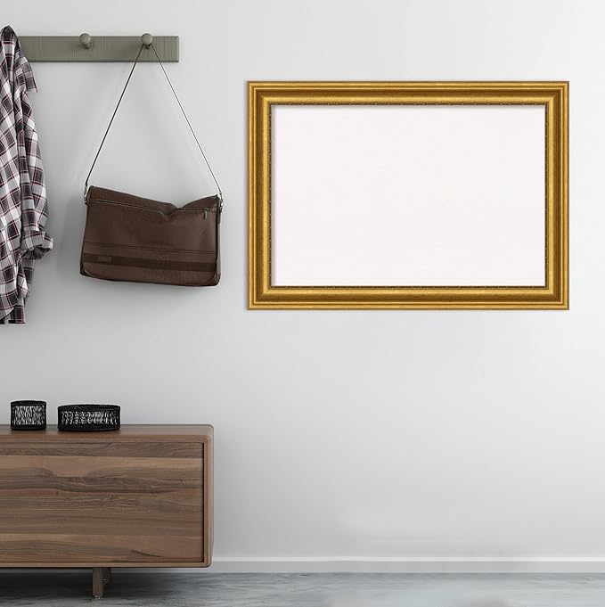 Amanti Art White Cork Board for Wall, 30x42 Vision Board with Gold Frame, Large Corkboard Office Decor for Home Organization, Traditional Corkboard Pinboard to display items for home organization