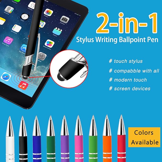 Max 500 Pcs Personalized Pens Bulk, Custom Pens with Free Engraving, Customized Stylus Tip Ballpoint Pen with Your Name Massage Text for School Office Business Graduation Anniversaries-30 Packs