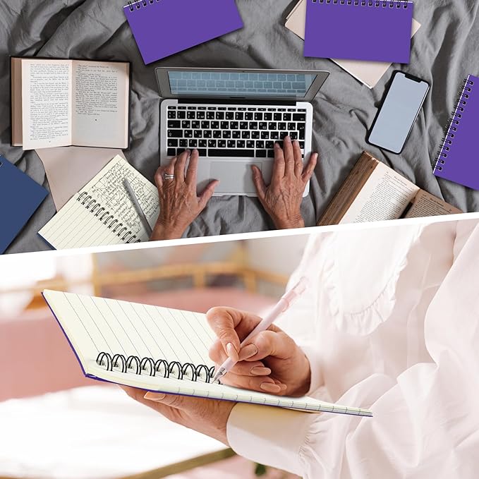 Jutom 18 Pcs Small Spiral Notebooks Memo Pads 3x5 Bulk Small Pocket Notebooks Mini Notepads with Lined Pages Mini Journals for Office Back to School Work Writing Supplies, 120 Pages (Dark Purple)